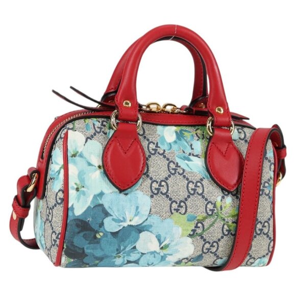 GUCCI GG Supreme Blooms Boston Bag PVC Outlet 2way Red Gold - Picture 3 of 15